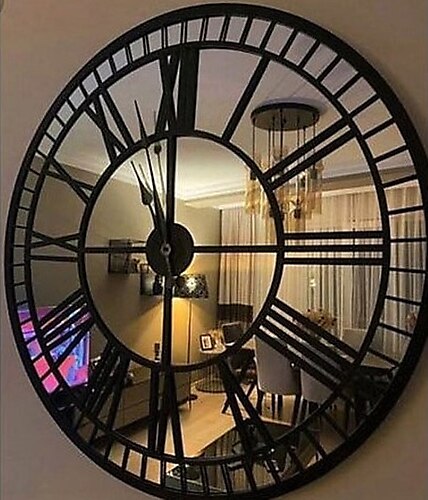Duvar Saati Dekoratif,Büyük Aynalı Duvar Saati Özel Tasarım 50cm