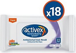 Activex Hassas Antibakteriyel 15 Yaprak 18'li Paket Islak Cep Mendili