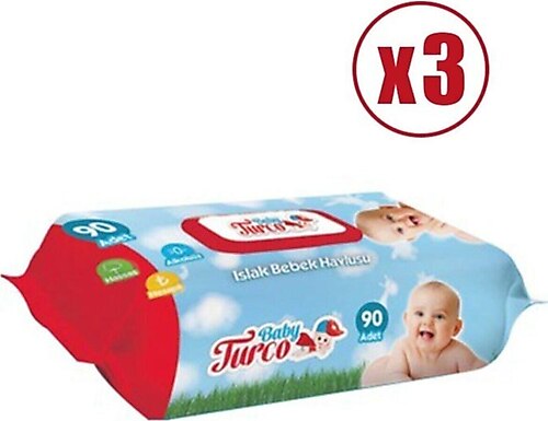 Baby Turco 90 Yaprak 3'lü Paket Islak Mendil