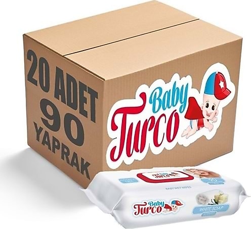 Baby Turco Beyaz Sabun Kokulu 90 Yaprak 20'li Paket Islak Mendil