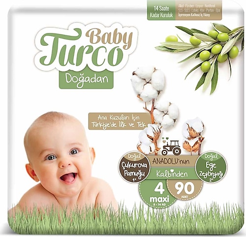 Baby Turco Doğadan 4 Numara Maxi 90'lı Bebek Bezi