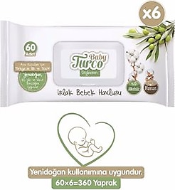 Baby Turco Doğadan 60 Yaprak 6'lı Paket Islak Mendil