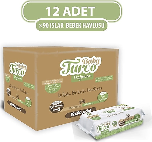 Baby Turco Doğadan 90 Yaprak 12'li Paket Islak Mendil