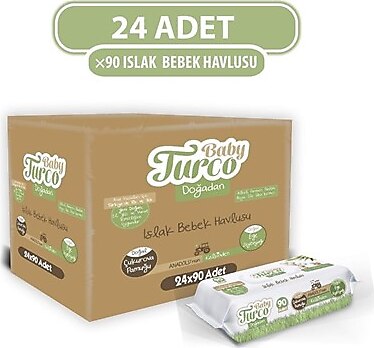 Baby Turco Doğadan 90 Yaprak 24'lü Paket Islak Mendil
