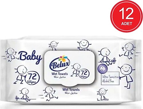 Belux Baby Ultra Sensitive 72 Yaprak 12'li Paket Islak Mendil