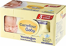 Carrefour Baby Yenidoğan 40 Yaprak 3'lü Paket Islak Mendil