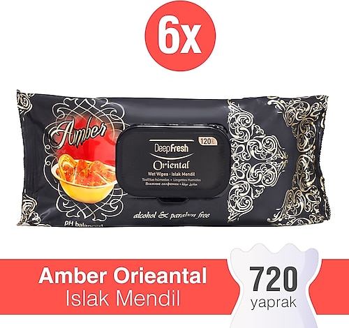 Deep Fresh Oriental Amber 120 Yaprak 6'lı Paket Islak Mendil