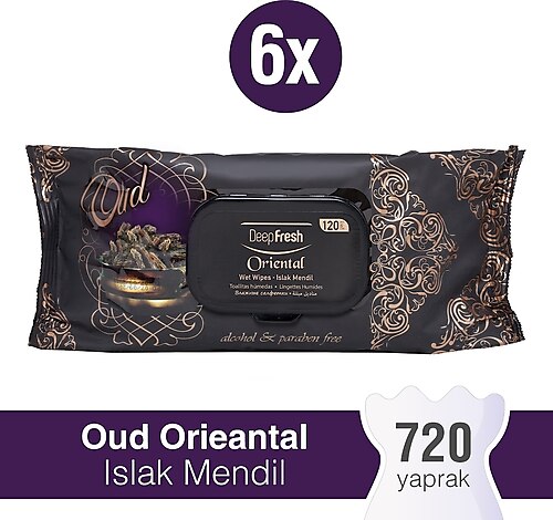 Deep Fresh Oriental Oud 120 Yaprak 6'lı Paket Islak Mendil