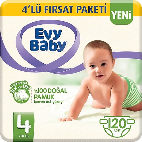 Evy Baby 4 Numara Maxi 30'lu 4 Paket Bebek Bezi