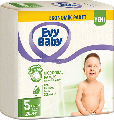 Evy Baby 5 Numara Junior 24'lü Ekonomik Paket Bebek Bezi