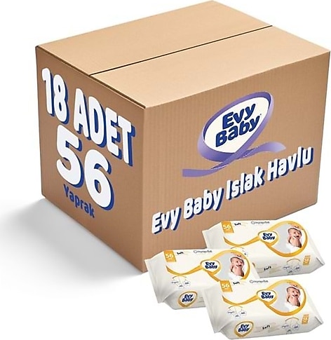 Evy Baby Soft 56 Yaprak 18'li Paket Islak Mendil