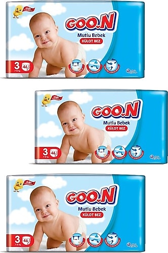 Goon Mutlu Bebek 3 Numara Midi 46'lı 4 Paket Külot Bez
