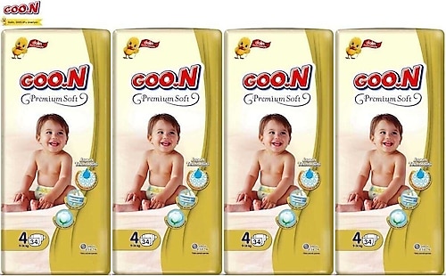 Goon Premium Soft 4 Numara 34'lü 4 Paket Bebek Bezi