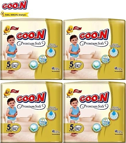 Goon Premium Soft 5 Numara Junior 24'lü 4 Paket Bebek Bezi
