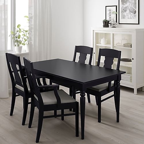 IKEA INGATORP yemek masası ve sandalye seti, siyah