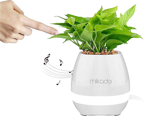 Mikado MD-P15BT TF Kart Destekli Çiçek Saksı Akıllı Dokun Beyaz Bluetooth Hoparlör