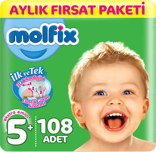 Molfix 5+ Numara Junior Plus 108'li Aylık Fırsat Paketi Bebek Bezi