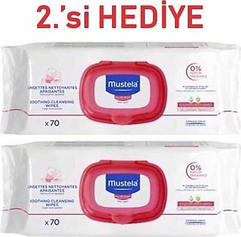 Mustela 1+1 Islak Mendil Soothing Cleansing Wipes Çok Hassas Cilt 70 Yaprak