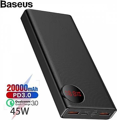 Orjinal Baseus 20000 Powerbank Digital Göstergeli 45W+PD3.0+QC3.0+2xUSB Powerbank 20000 Powerbank