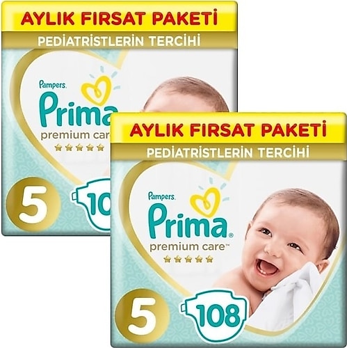 Prima Premium Care 5 Beden Junior 108'li 2 Paket Bebek Bezi