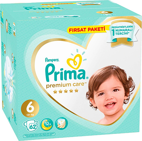 Prima Premium Care 6 Numara Ekstra Large 62'li Bebek Bezi