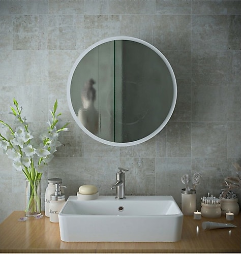 Rivomo Beyaz Dekoratif Banyo Dolabı Aynalı Üst Modülü