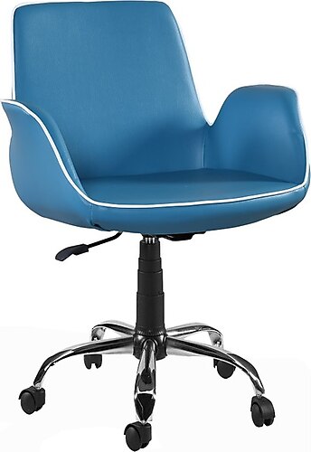 Sandino Lale Mavi Deri Metal Ayaklı Ofis Çalışma Sandalyesi