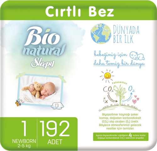 Sleepy Bio Natural 1 Numara Yenidoğan 192'li Bebek Bezi