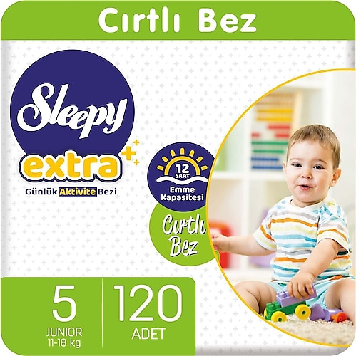 Sleepy Extra Günlük Aktivite 5 Numara Junior 120'li Bebek Bezi