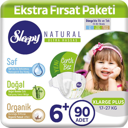 Sleepy Natural 6+ Numara XLarge Plus 90'lı Ekstra Fırsat Paketi Bebek Bezi