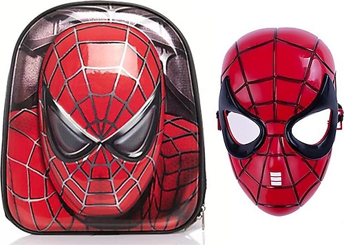 Spiderman-Örümcek Adam Anaokulu Çocuk Sırt Çanta Okul Çanta ve Maske
