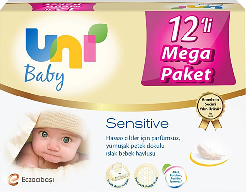 Uni Baby Sensitive 56 Yaprak 12'li Paket Islak Mendil
