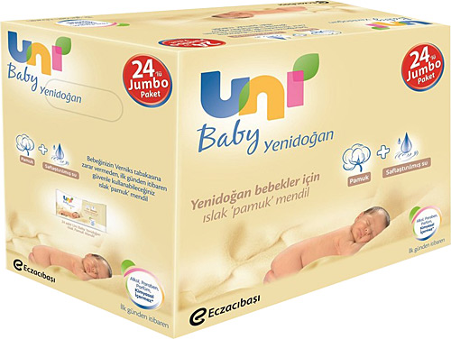 Uni Baby Yenidoğan 40 Yaprak 24'lü Paket Islak Mendil