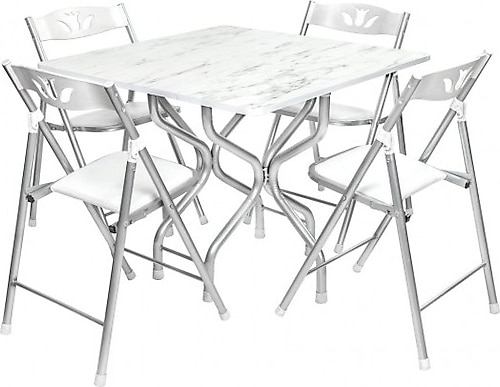 Weblonya Mutfak Masası Sandalye Takımı Yemek Masa Seti 5105 - Beyaz